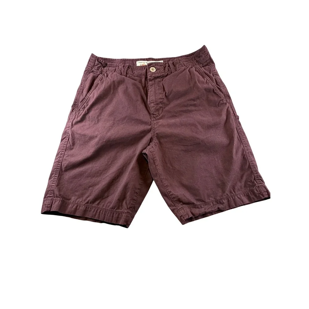 American Eagle Outfitters Classic Shorts Mens 34 Burgundy Maroon Cotton Chino